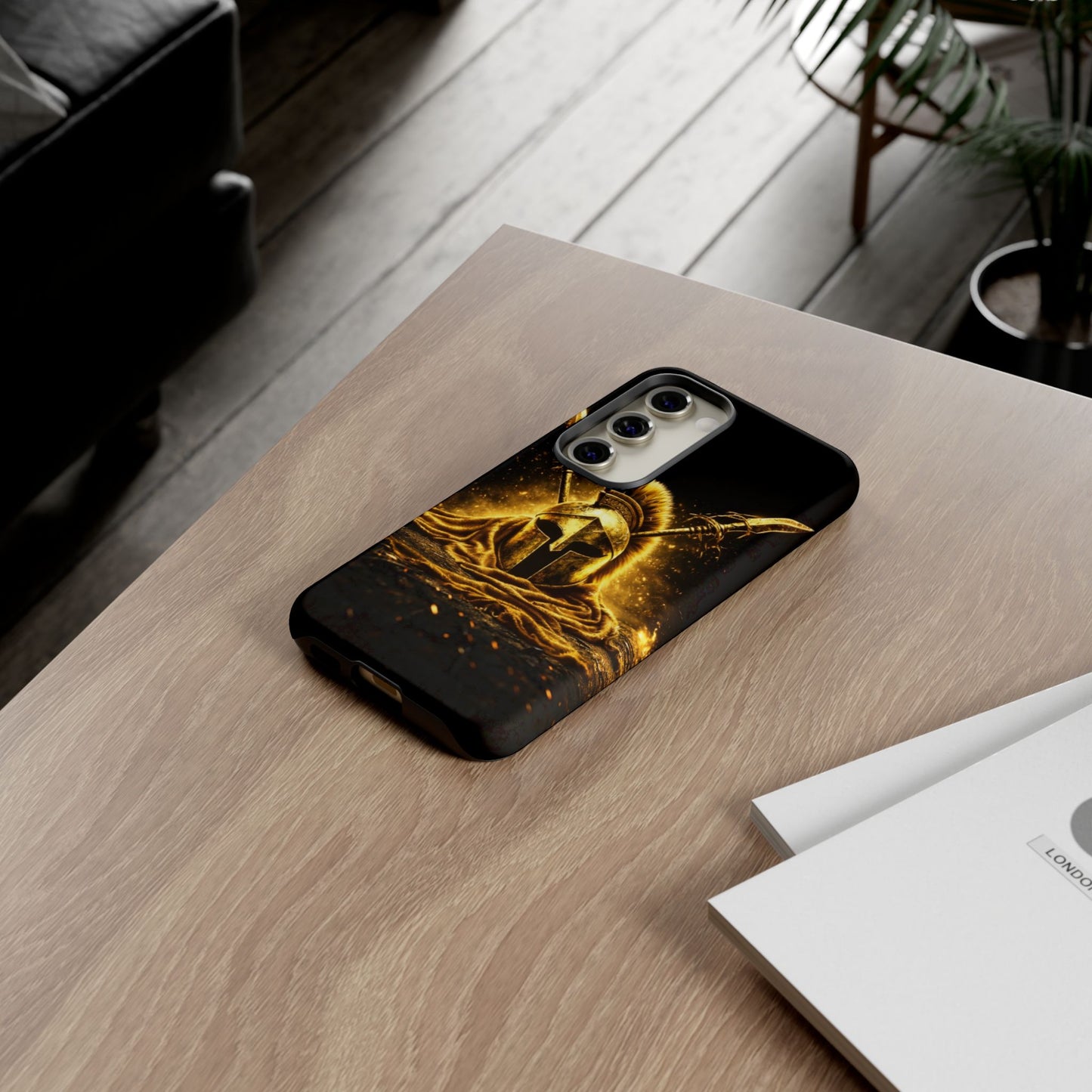 Spartan Helmet Gold Phone Case - Tough Warrior Armor Phone Cover