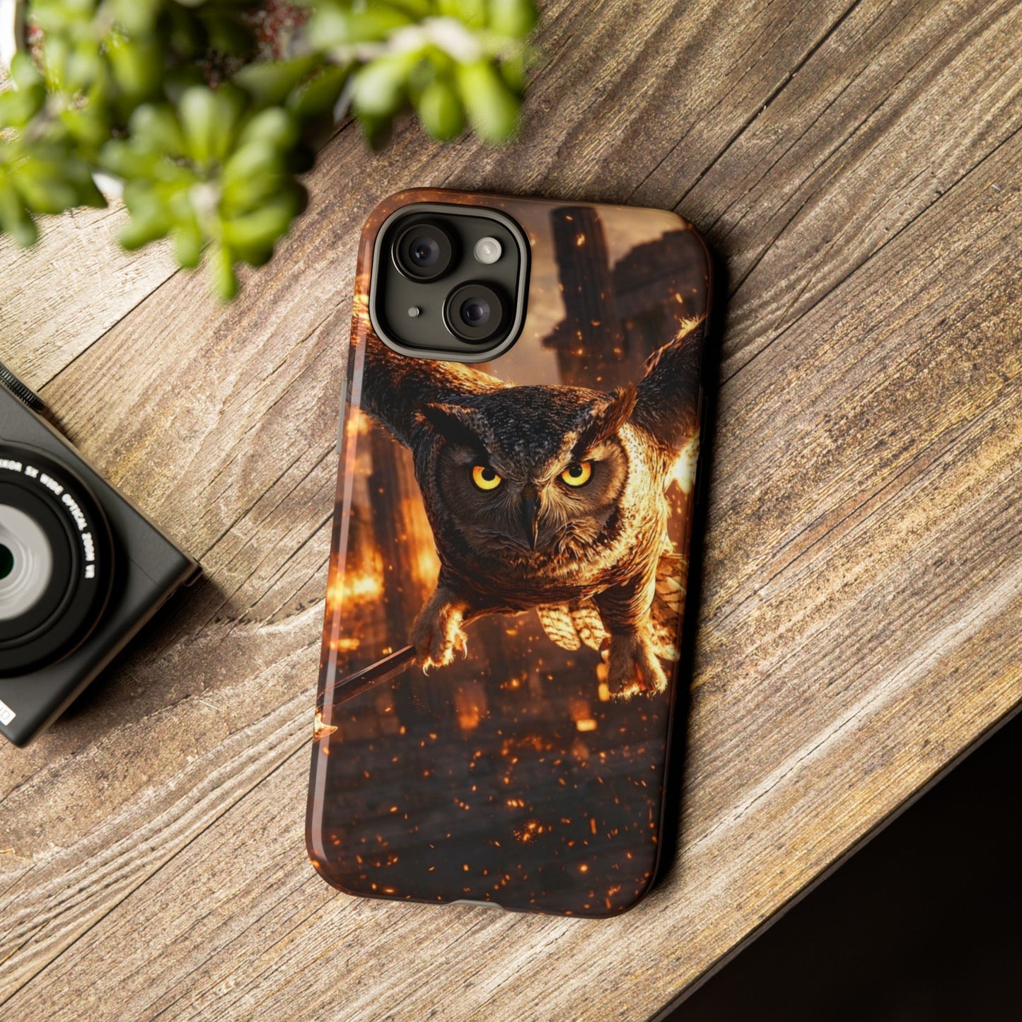 Owl in Flames Phone Case