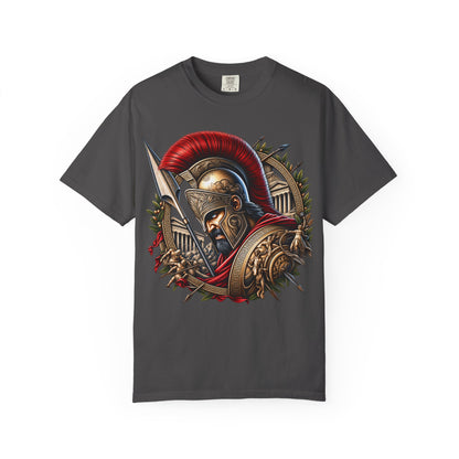 Spartan Warrior T-Shirt — Ancient Greek Helmet & Shield Graphic