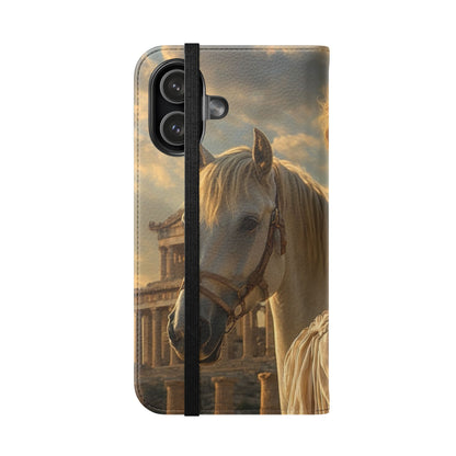 Roman Goddess Horse Portrait Flip Case — Vintage Mythic Phone Wallet