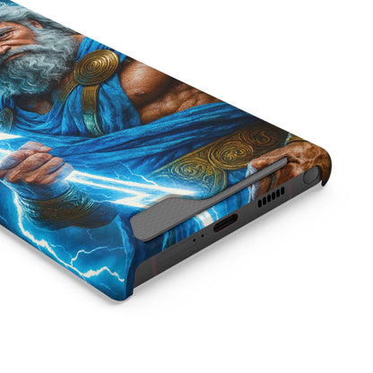 Zeus Lightning Phone Case with Card Holder — Mythic God Armor Design