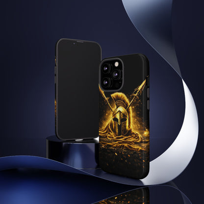 Spartan Helmet Gold Phone Case - Tough Warrior Armor Phone Cover