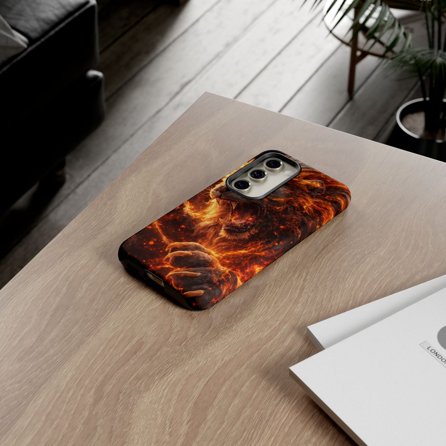 Fire Lion Phone Case — Fierce Flaming Lion Armor for Smartphones