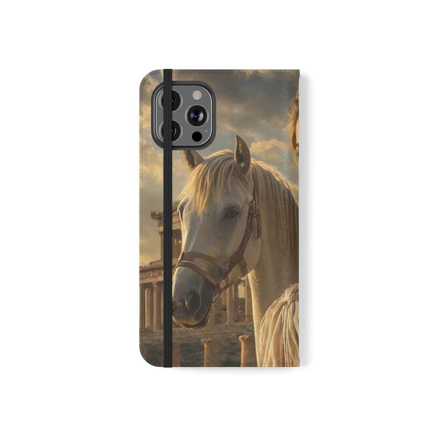Roman Goddess Horse Portrait Flip Case — Vintage Mythic Phone Wallet