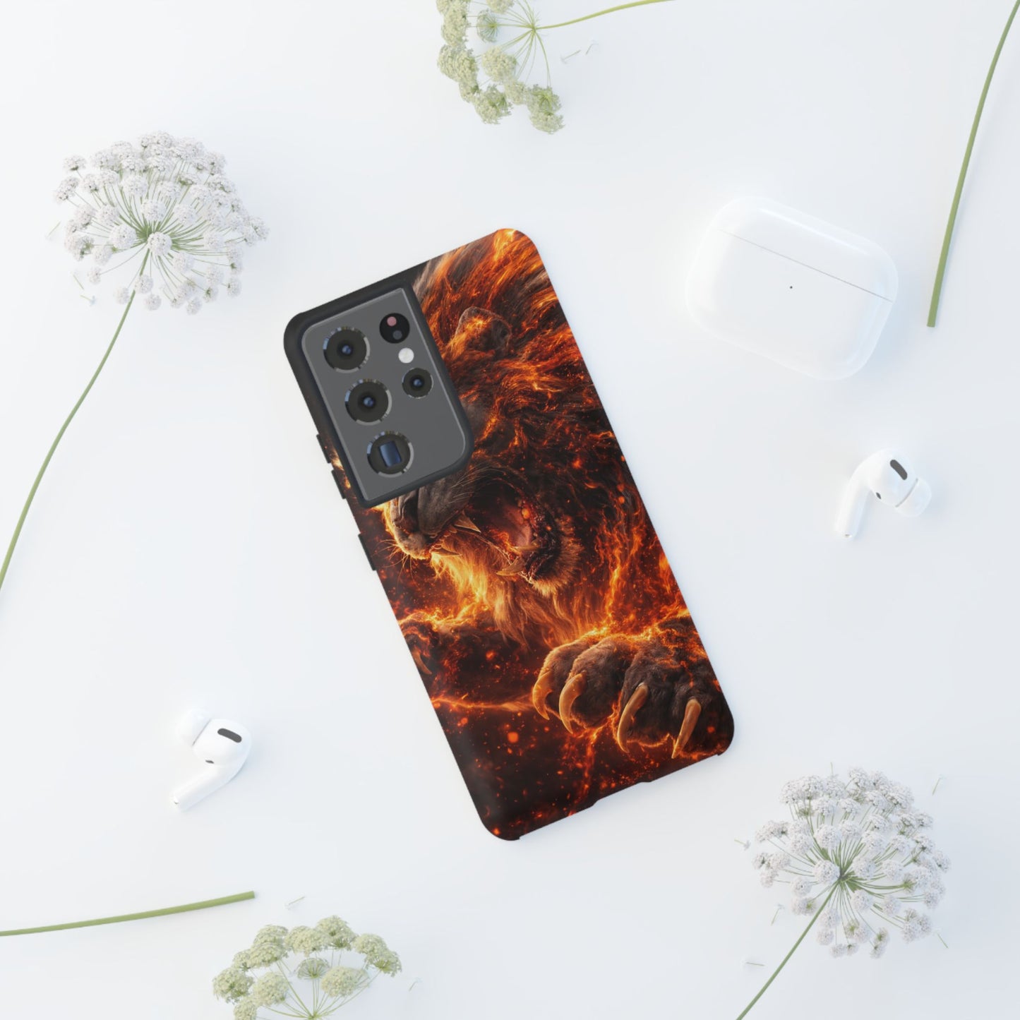 Fire Lion Phone Case — Fierce Flaming Lion Armor for Smartphones