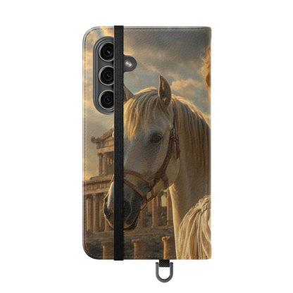 Roman Goddess Horse Portrait Flip Case — Vintage Mythic Phone Wallet
