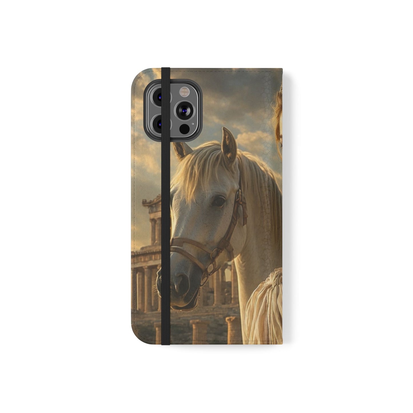 Roman Goddess Horse Portrait Flip Case — Vintage Mythic Phone Wallet