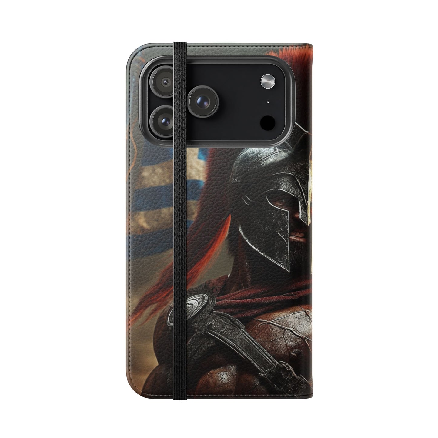 Spartan pride Flip Phone Case - Leather Wallet Flip Case with Greek Flag Design