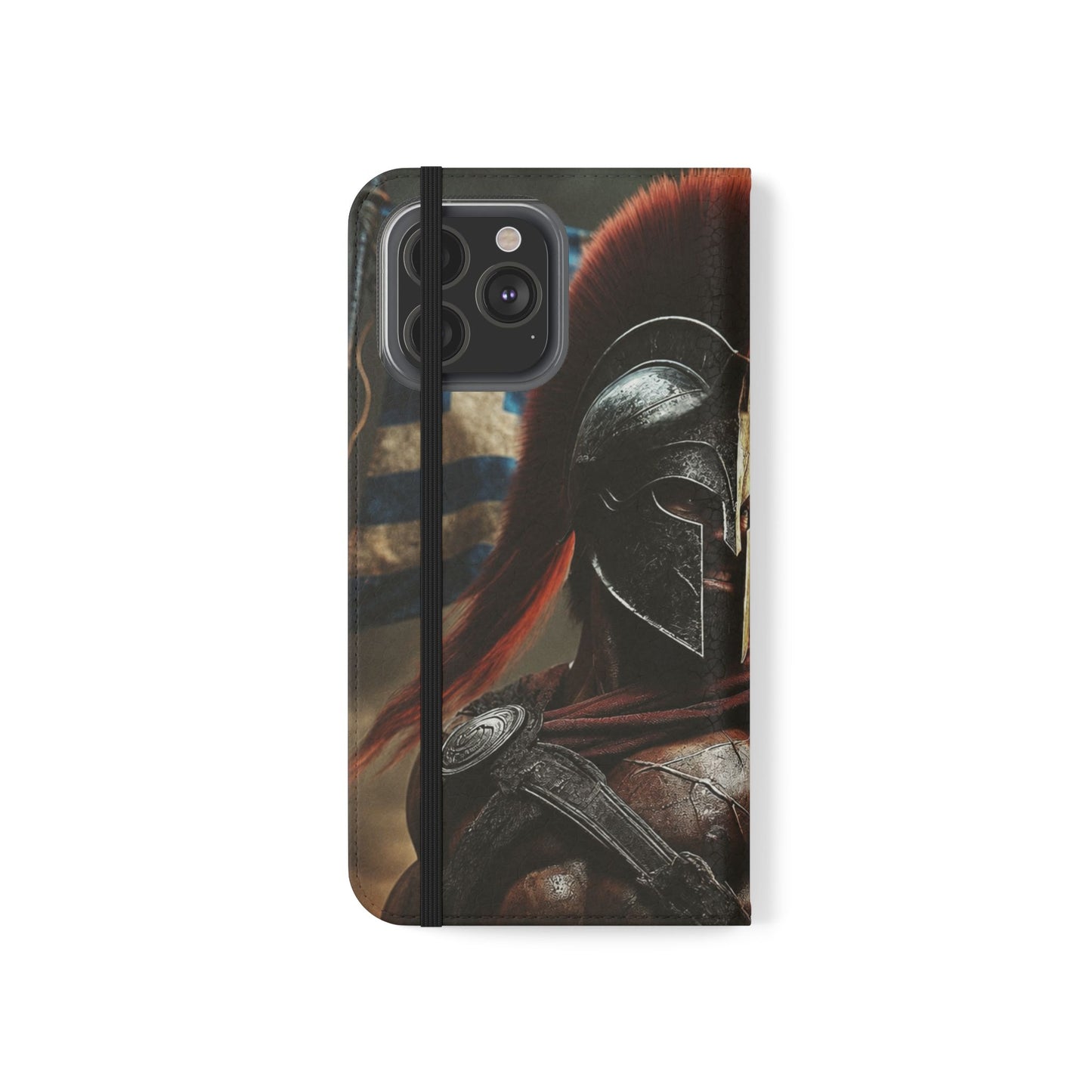 Spartan pride Flip Phone Case - Leather Wallet Flip Case with Greek Flag Design