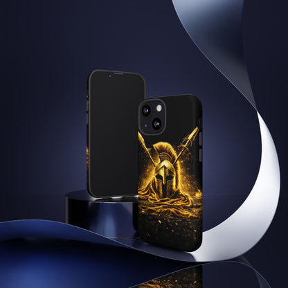 Spartan Helmet Gold Phone Case - Tough Warrior Armor Phone Cover