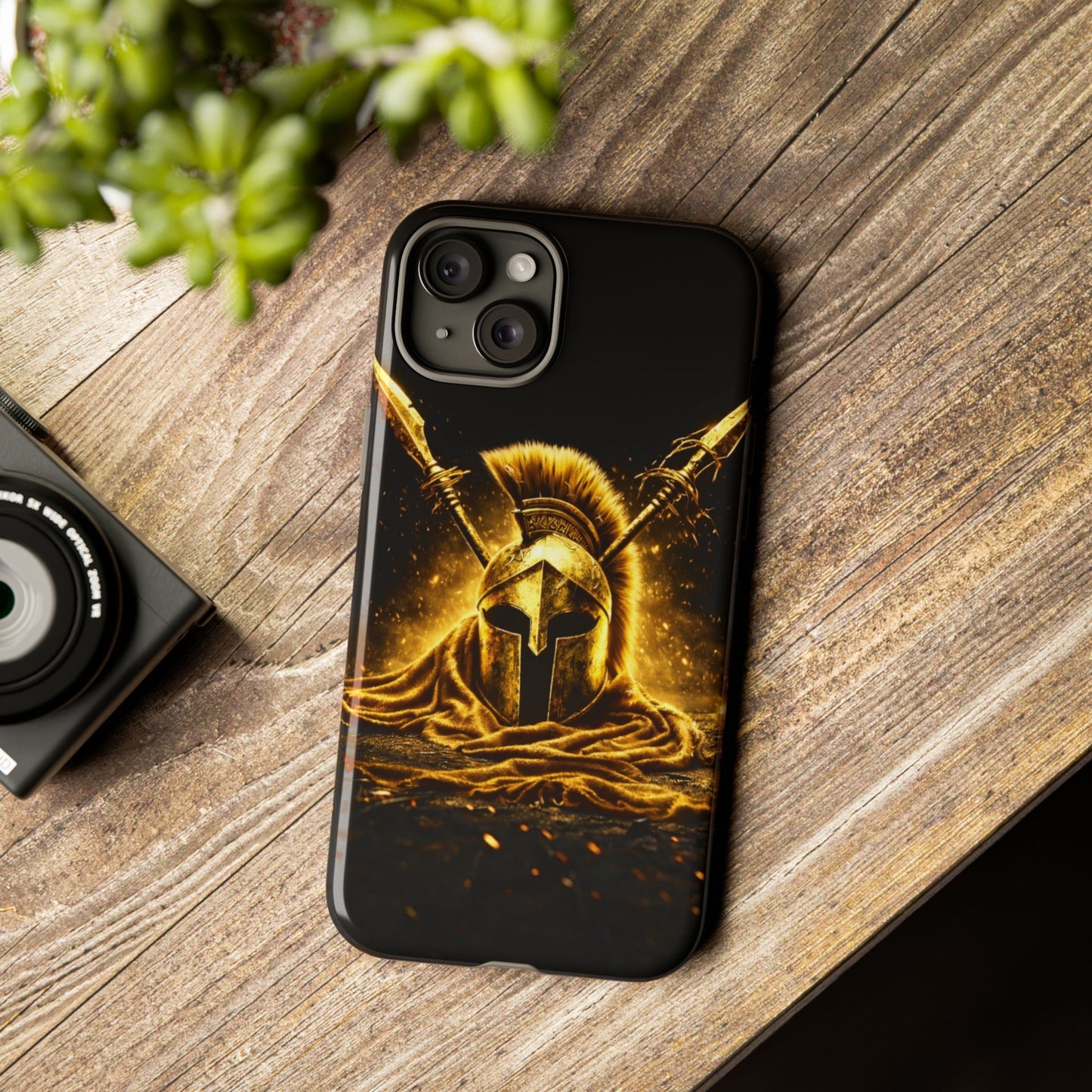 Spartan Helmet Gold Phone Case - Tough Warrior Armor Phone Cover
