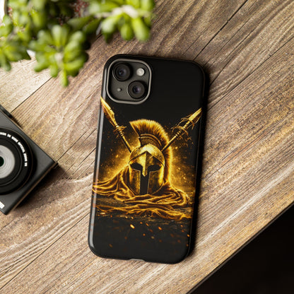 Spartan Helmet Gold Phone Case - Tough Warrior Armor Phone Cover