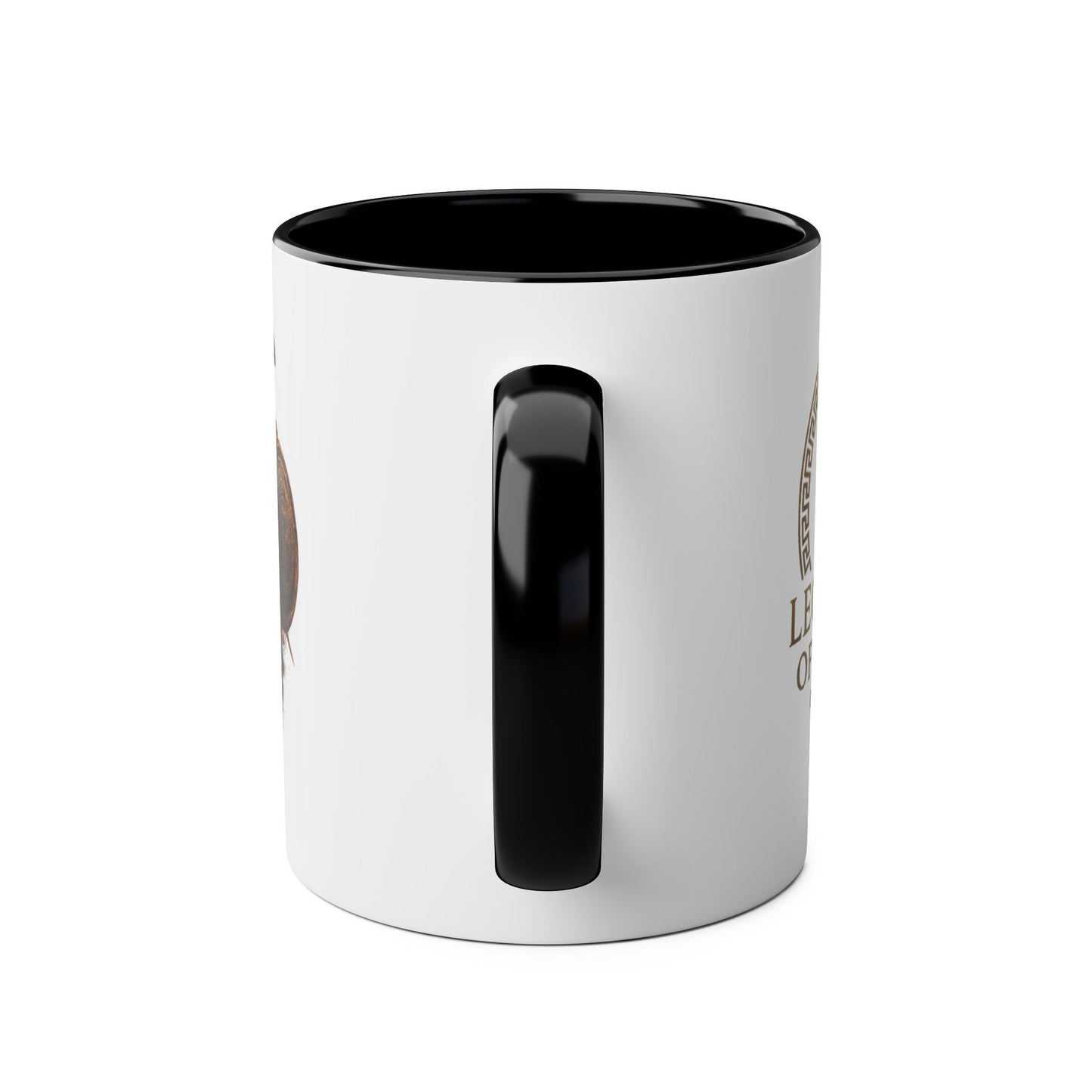 Leonidas of Sparta Coffee Mug – Two-Tone 11oz Ceramic Mug (Spartan Helmet Logo)