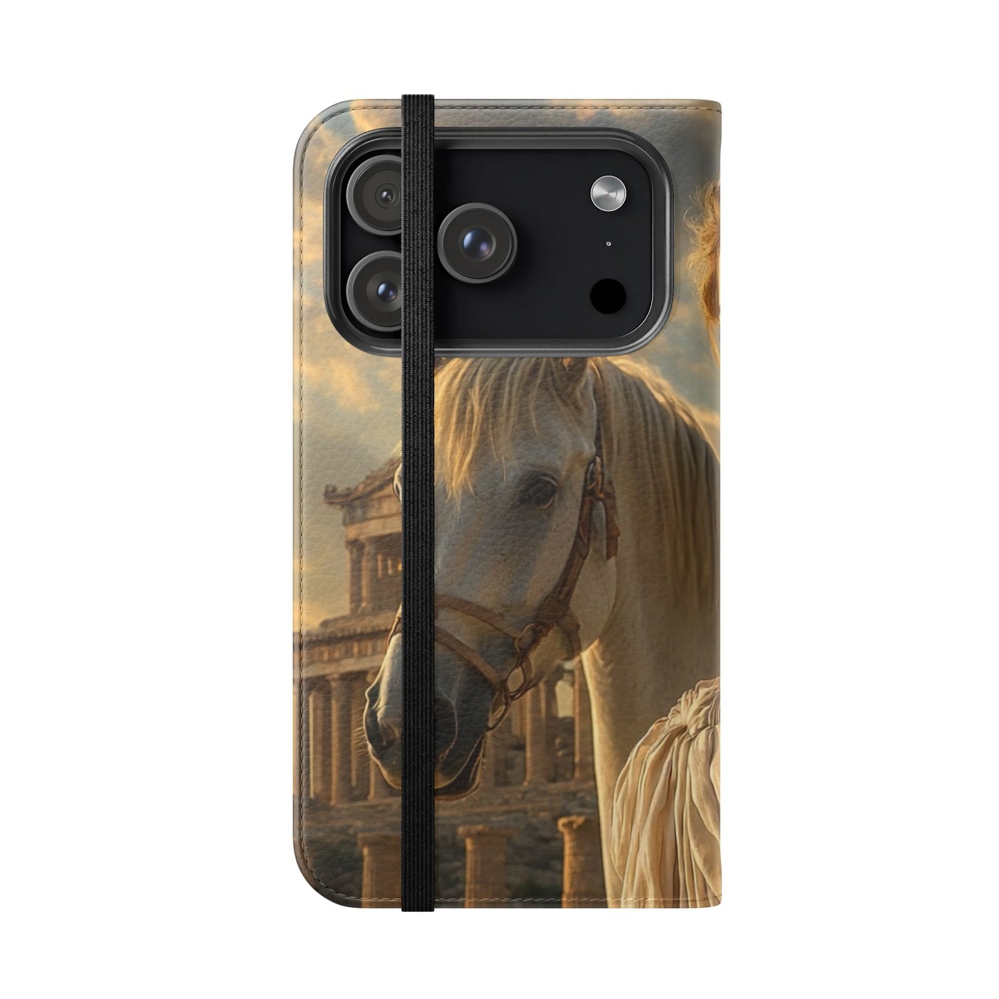 Roman Goddess Horse Portrait Flip Case — Vintage Mythic Phone Wallet