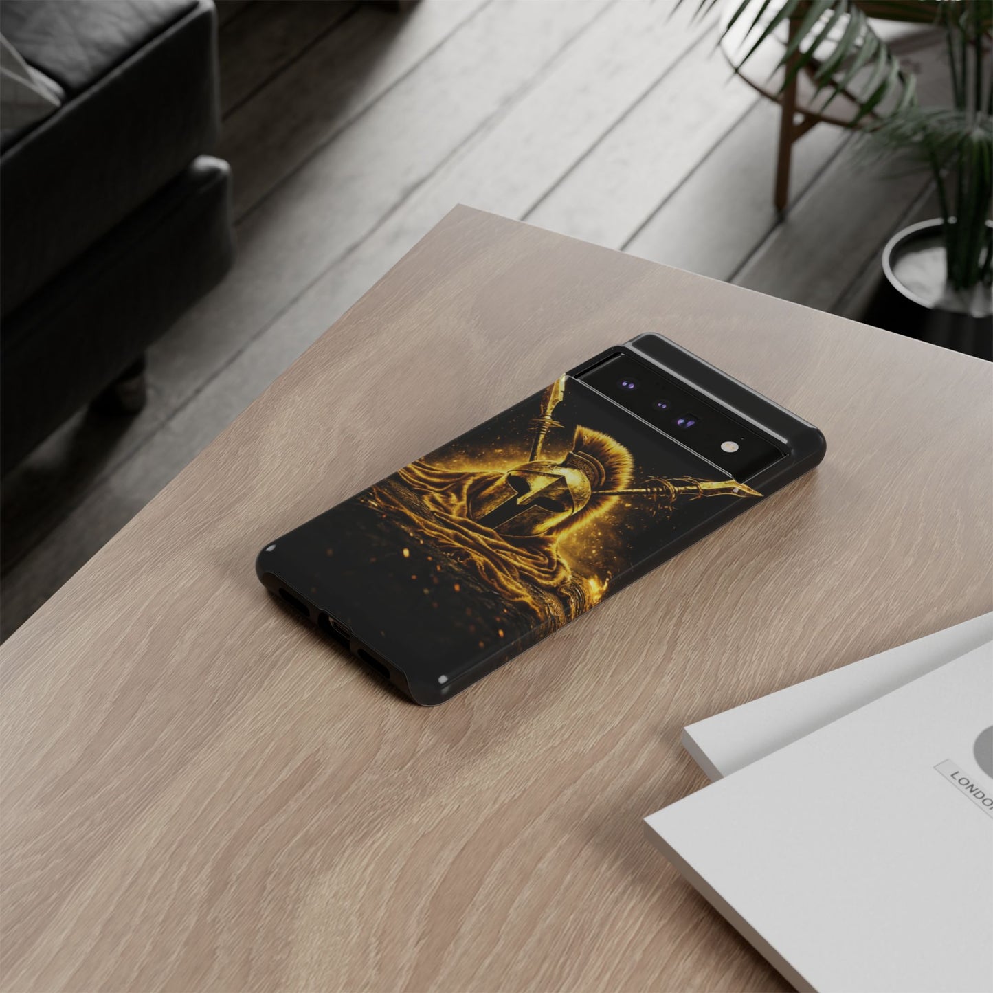 Spartan Helmet Gold Phone Case - Tough Warrior Armor Phone Cover