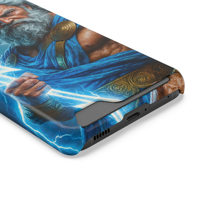 Zeus Lightning Phone Case with Card Holder — Mythic God Armor Design