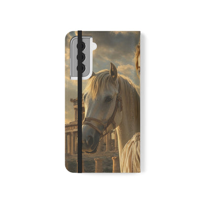 Roman Goddess Horse Portrait Flip Case — Vintage Mythic Phone Wallet
