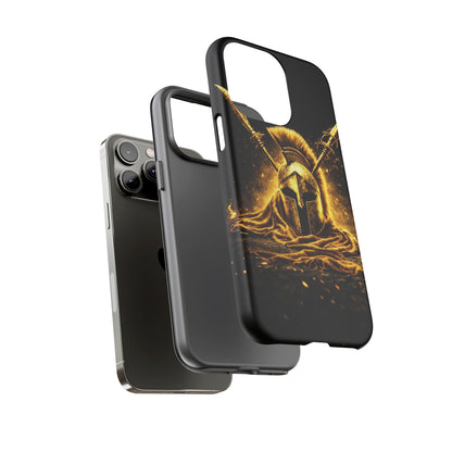 Spartan Helmet Gold Phone Case - Tough Warrior Armor Phone Cover