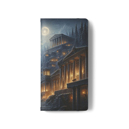 Wolf at Moonlit Ruins Flip Case — Mystical Nightscape Phone Wallet