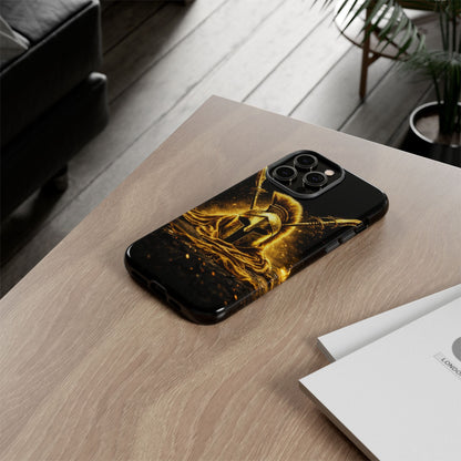 Spartan Helmet Gold Phone Case - Tough Warrior Armor Phone Cover