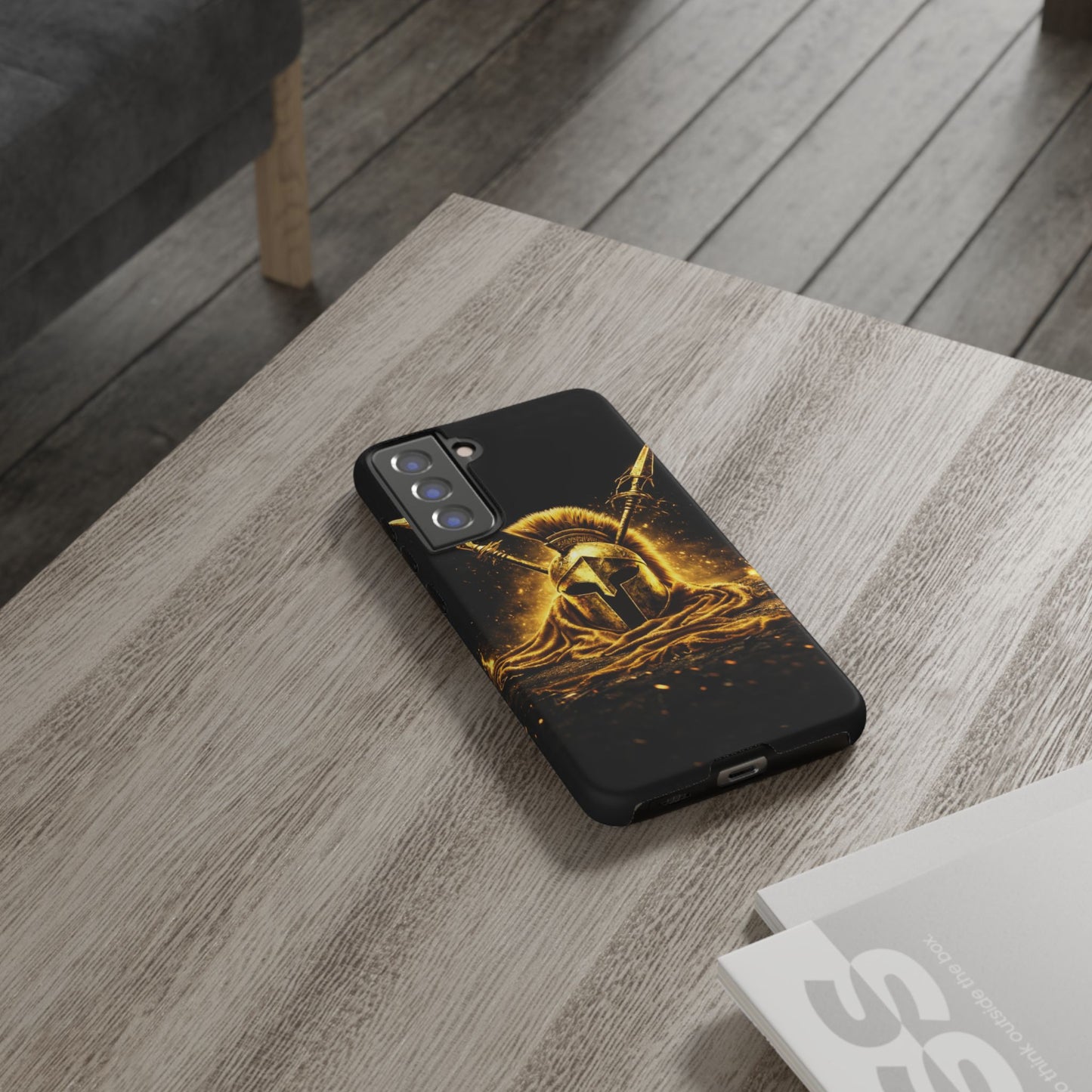 Spartan Helmet Gold Phone Case - Tough Warrior Armor Phone Cover