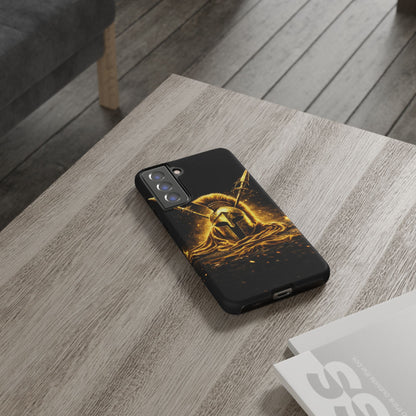 Spartan Helmet Gold Phone Case - Tough Warrior Armor Phone Cover