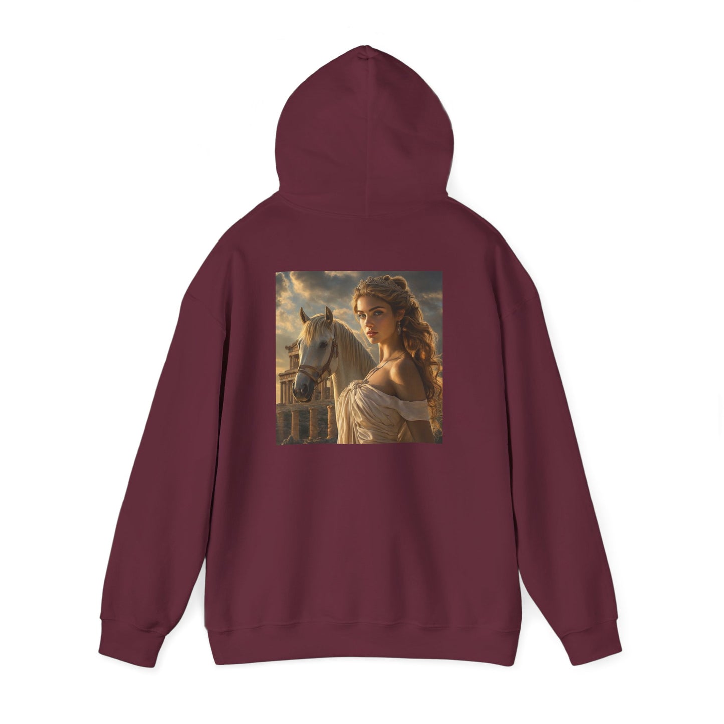 Grecian Muse Hoodie — Romantic Woman & Horse Print Pullover
