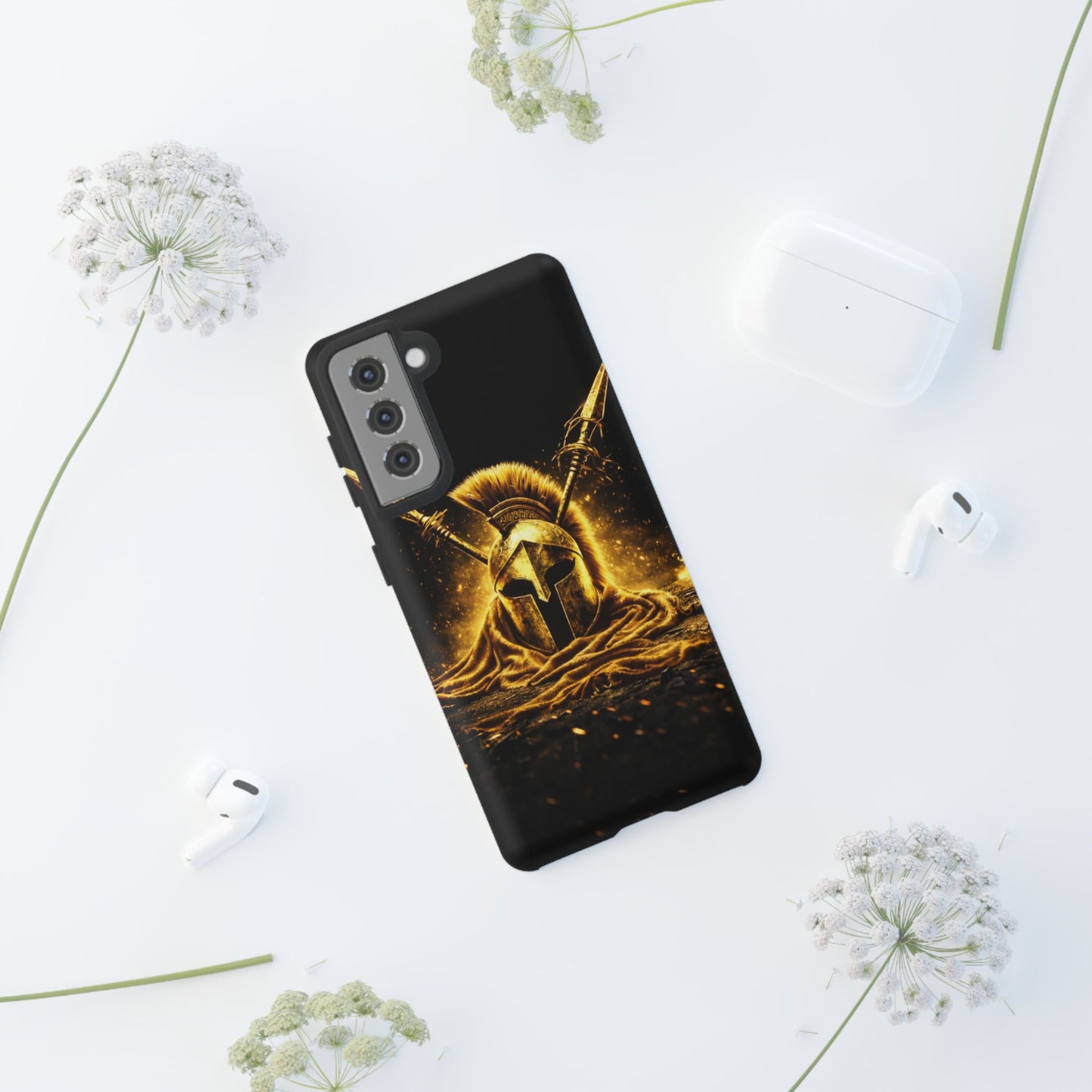 Spartan Helmet Gold Phone Case - Tough Warrior Armor Phone Cover