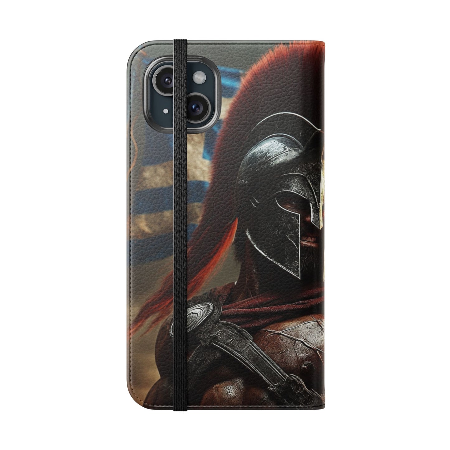 Spartan pride Flip Phone Case - Leather Wallet Flip Case with Greek Flag Design