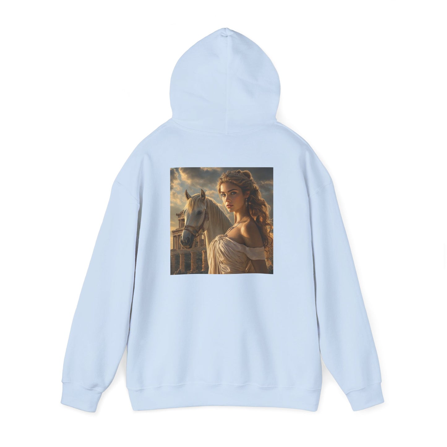 Grecian Muse Hoodie — Romantic Woman & Horse Print Pullover