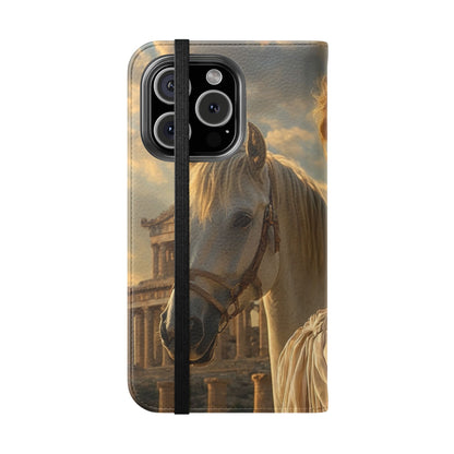 Roman Goddess Horse Portrait Flip Case — Vintage Mythic Phone Wallet