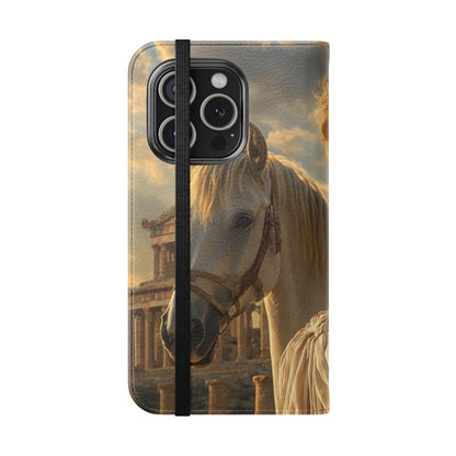 Roman Goddess Horse Portrait Flip Case — Vintage Mythic Phone Wallet