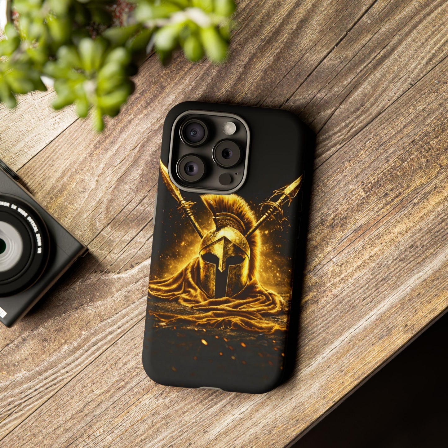 Spartan Helmet Gold Phone Case - Tough Warrior Armor Phone Cover