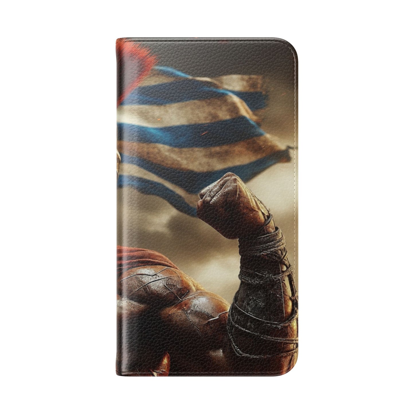 Spartan pride Flip Phone Case - Leather Wallet Flip Case with Greek Flag Design