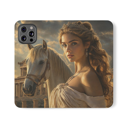 Roman Goddess Horse Portrait Flip Case — Vintage Mythic Phone Wallet