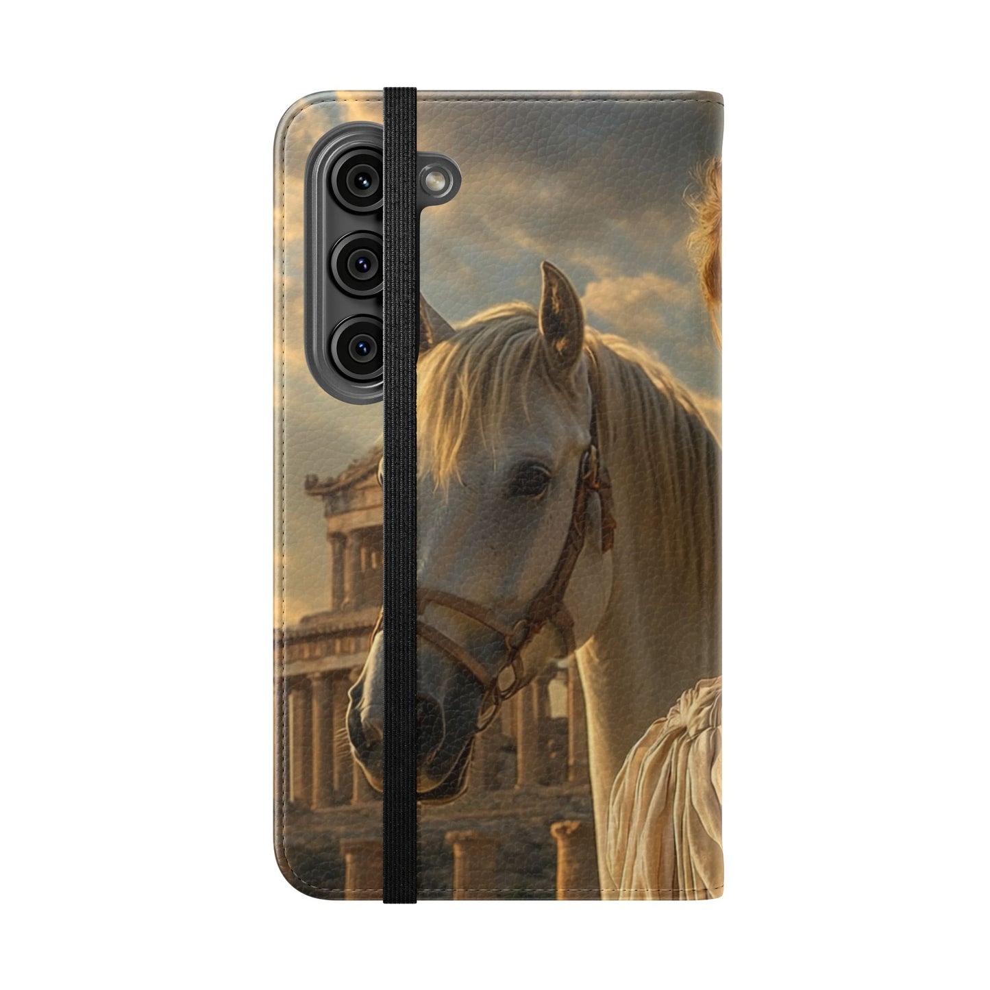 Roman Goddess Horse Portrait Flip Case — Vintage Mythic Phone Wallet