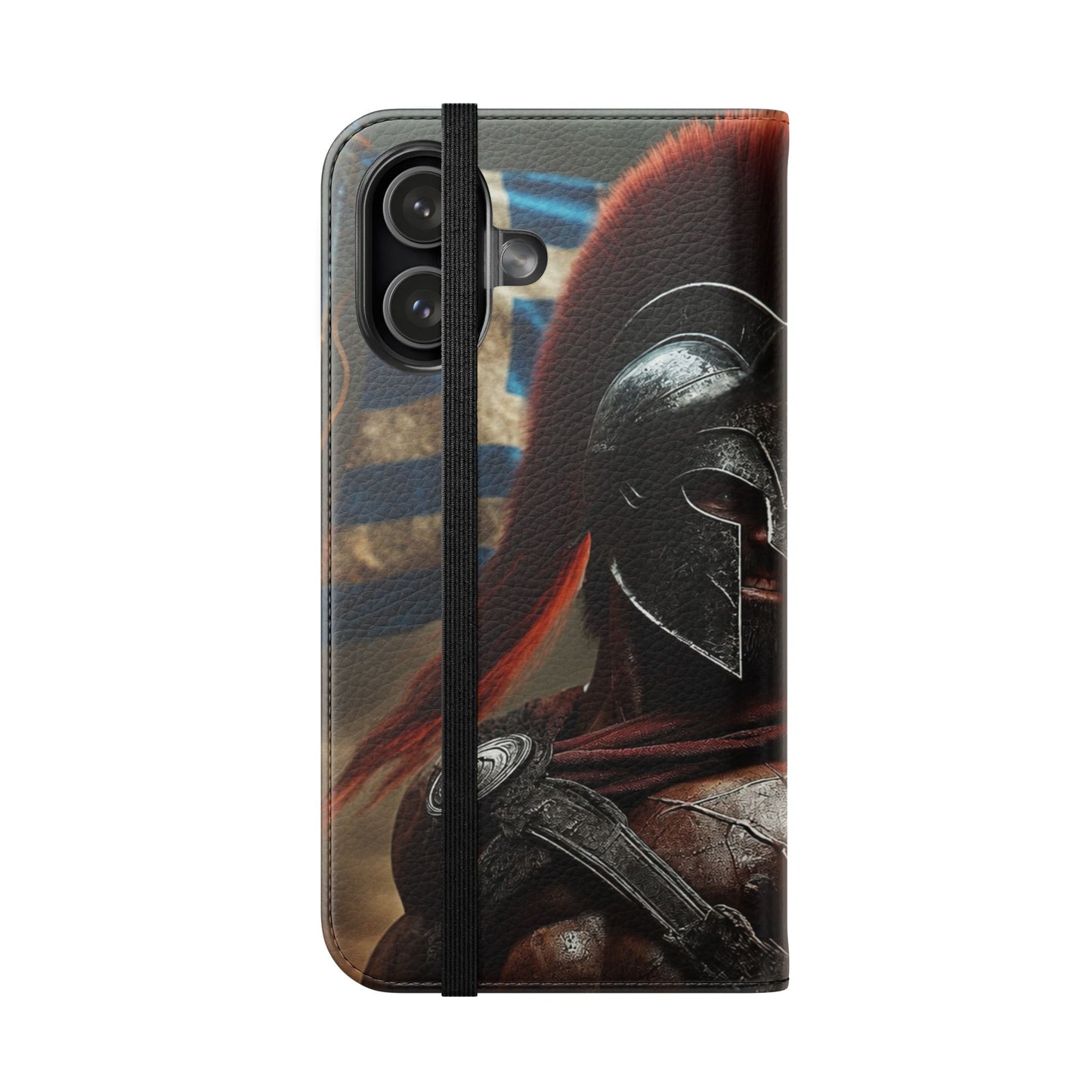 Spartan pride Flip Phone Case - Leather Wallet Flip Case with Greek Flag Design