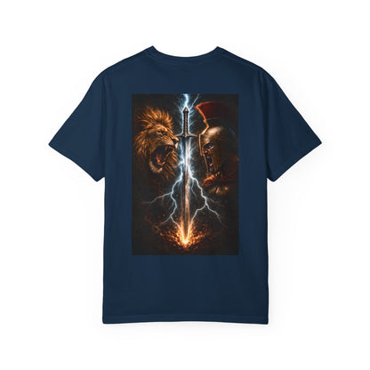 Lion vs Spartan Lightning Graphic T-Shirt