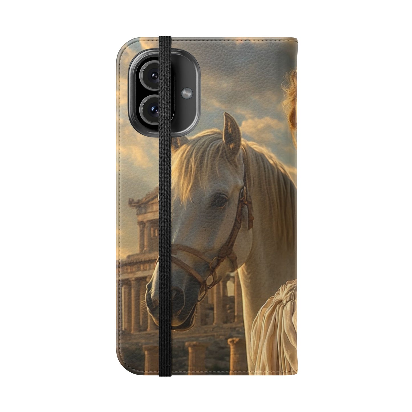 Roman Goddess Horse Portrait Flip Case — Vintage Mythic Phone Wallet