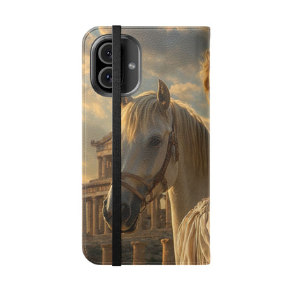 Roman Goddess Horse Portrait Flip Case — Vintage Mythic Phone Wallet