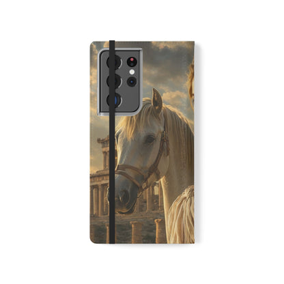 Roman Goddess Horse Portrait Flip Case — Vintage Mythic Phone Wallet