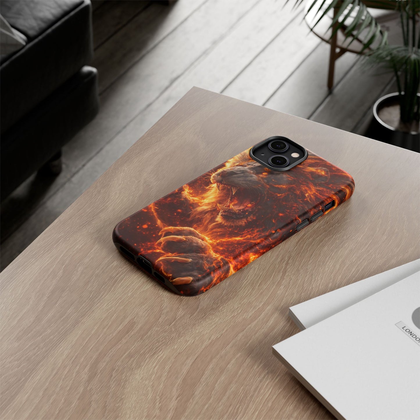 Fire Lion Phone Case — Fierce Flaming Lion Armor for Smartphones