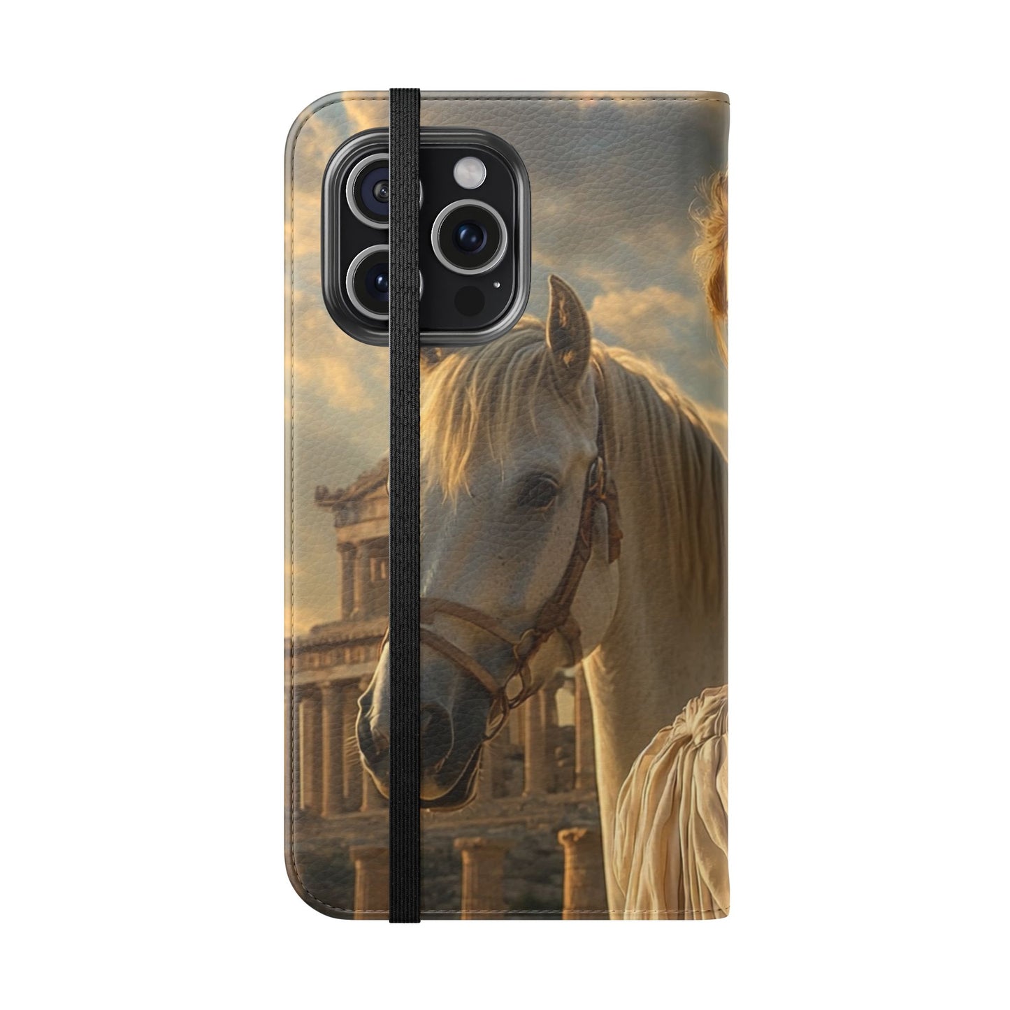 Roman Goddess Horse Portrait Flip Case — Vintage Mythic Phone Wallet