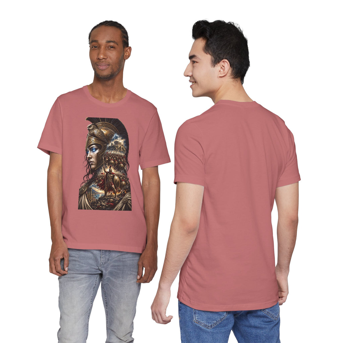 Spartan Warrior Graphic Tee — Mythic Helmet Portrait T‑Shirt