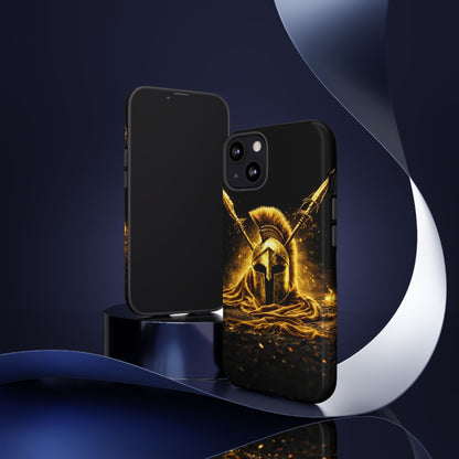 Spartan Helmet Gold Phone Case - Tough Warrior Armor Phone Cover