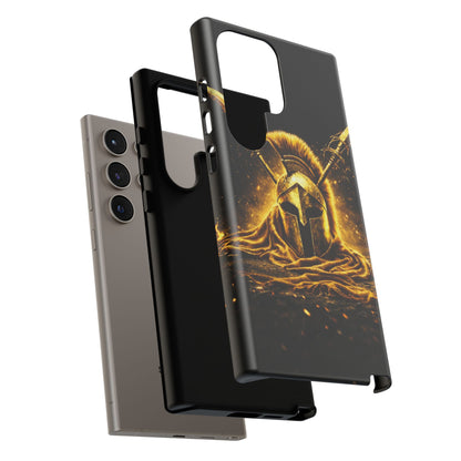 Spartan Helmet Gold Phone Case - Tough Warrior Armor Phone Cover