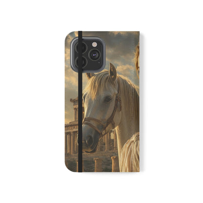 Roman Goddess Horse Portrait Flip Case — Vintage Mythic Phone Wallet