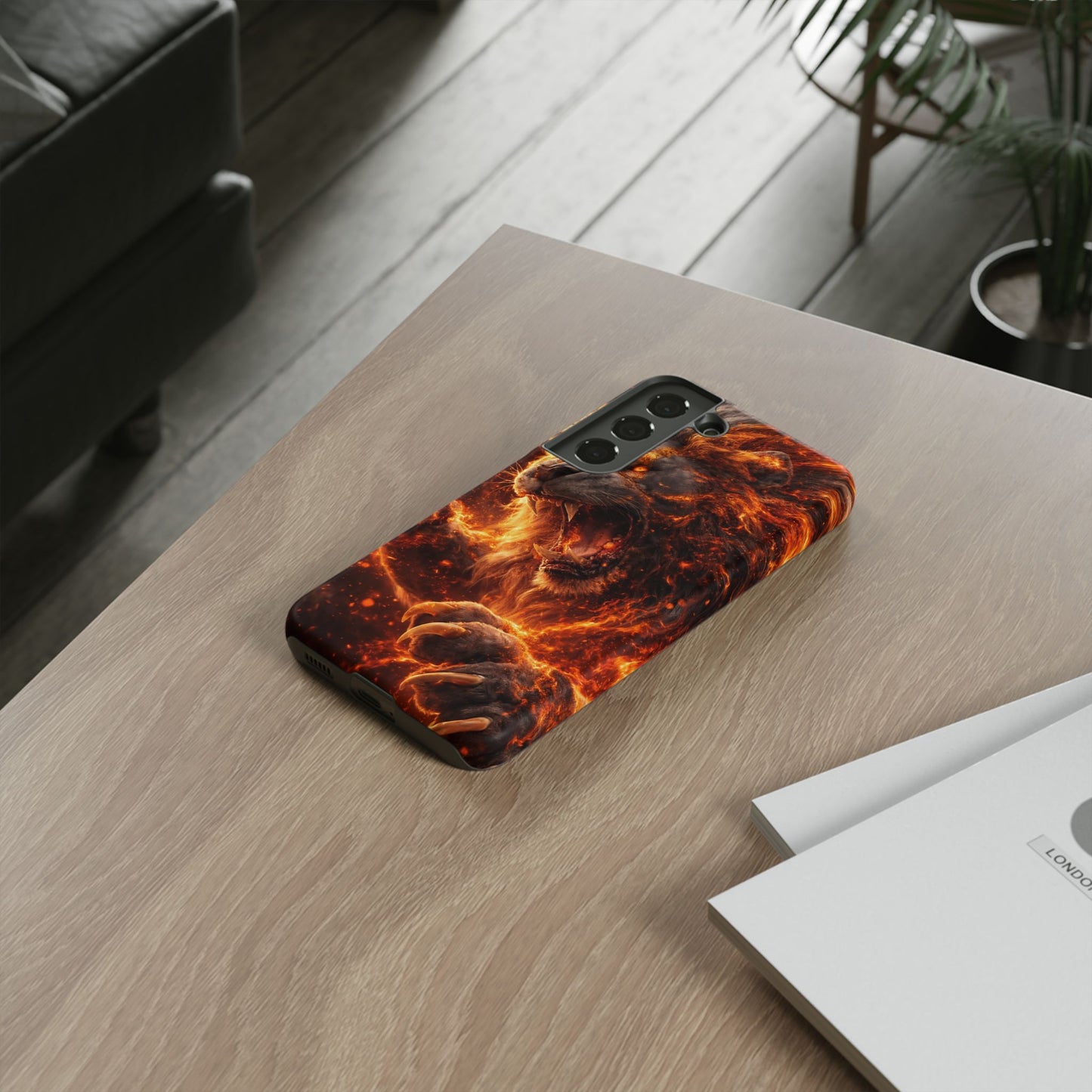 Fire Lion Phone Case — Fierce Flaming Lion Armor for Smartphones