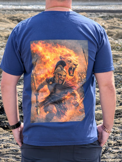 Spartan Warrior Flame Graphic T-Shirt