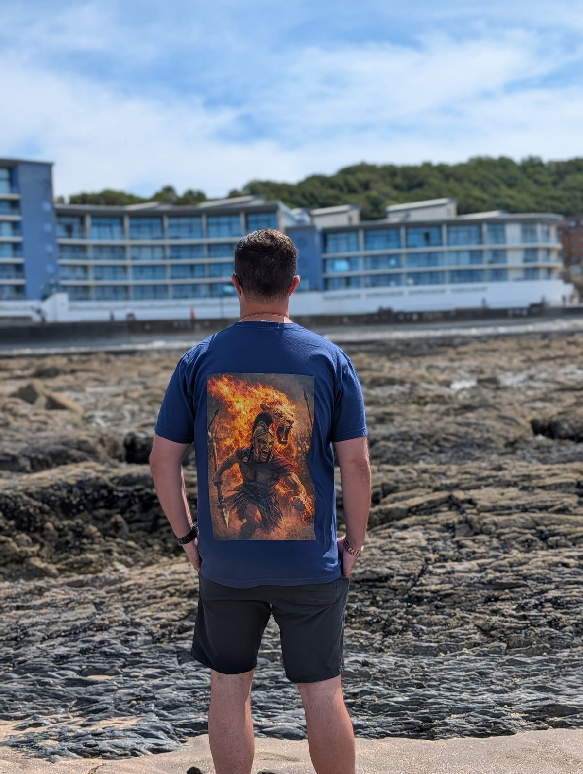 Spartan Warrior Flame Graphic T-Shirt